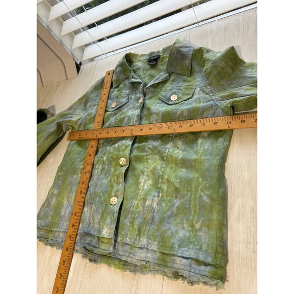 Pure Amici XS Green Tie-Dye 100% Linen Jacket & Jogger Pants Set - Picture 12 of 14